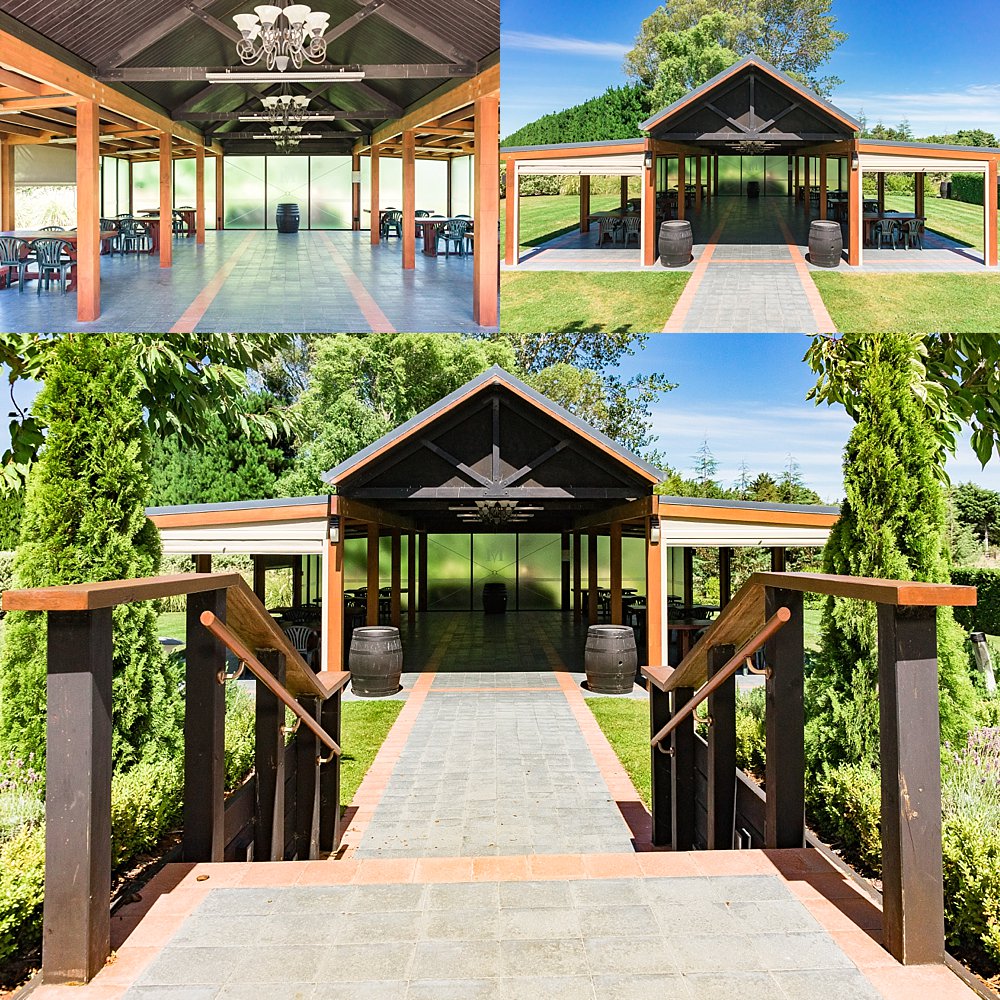 Pavilion for ceremonies at Melton Estate Wedding Venue, Christchurch