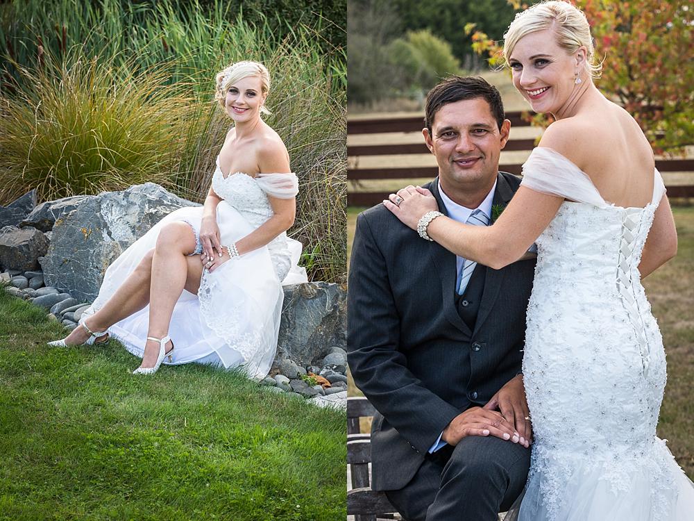 Glamour shot of the bride showing leg photo by Pip and Oz Wedding Photographers Christchurch