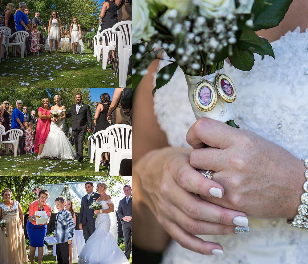 Four photo collage of wedding ceremony at Bramble Grove Wedding Venue