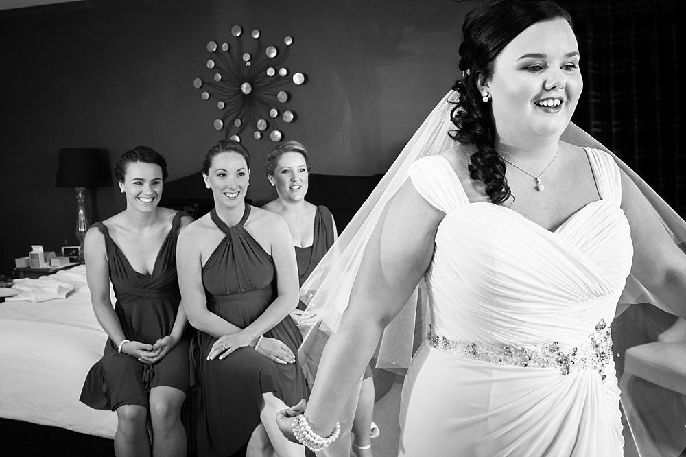 Flaxmere Garden Wedding photo-Bride in front of the bridesmaids photo