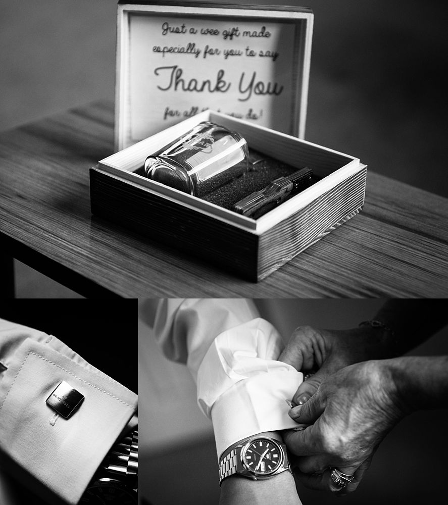 Flaxmere Garden Wedding Photos of gifts given to the groomsmen by the groom
