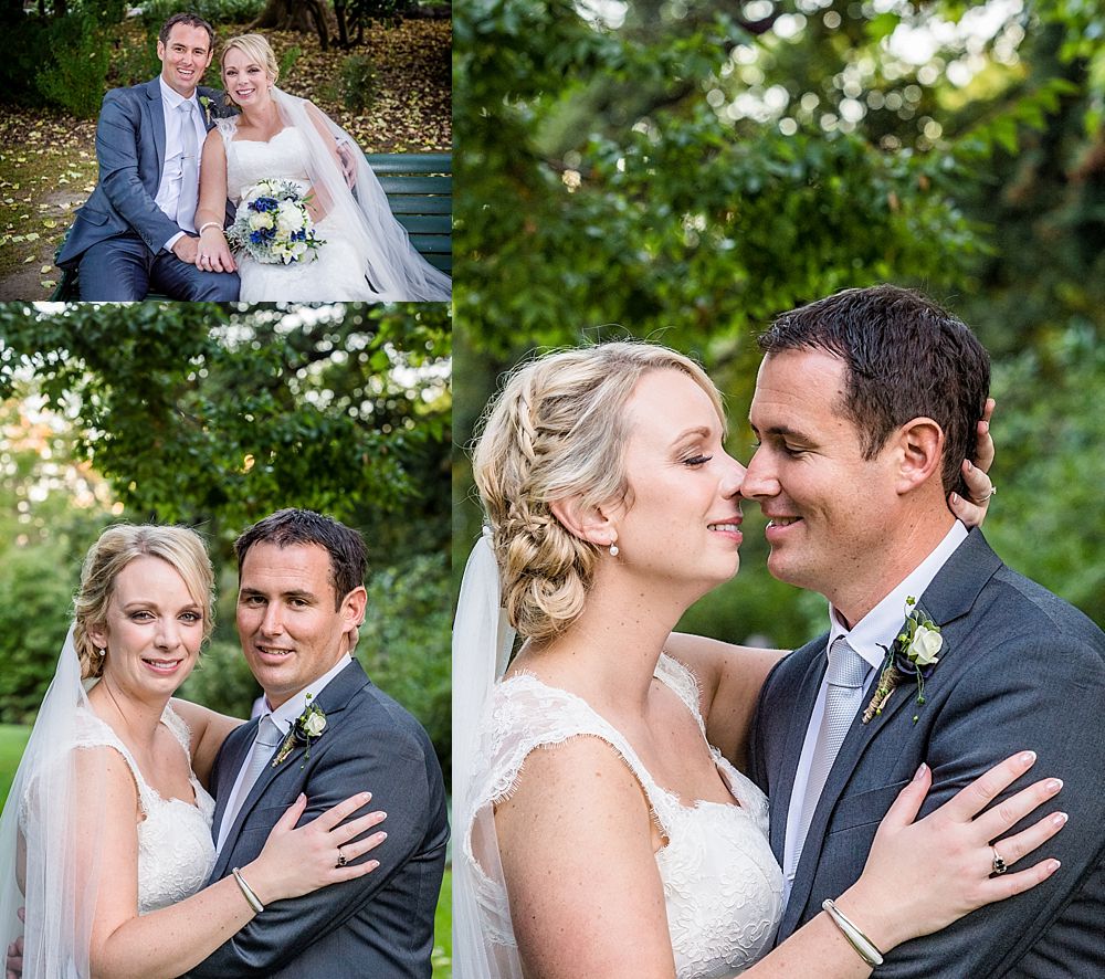 The Gym Art Centre Wedding-Bride and groom feeling romantic in Botanical Gardens-Christchurch