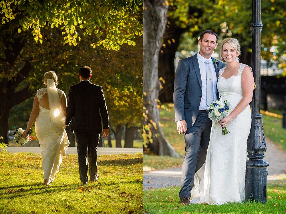 The Gym Art Centre Wedding-Bride and groom walking along Avon river 