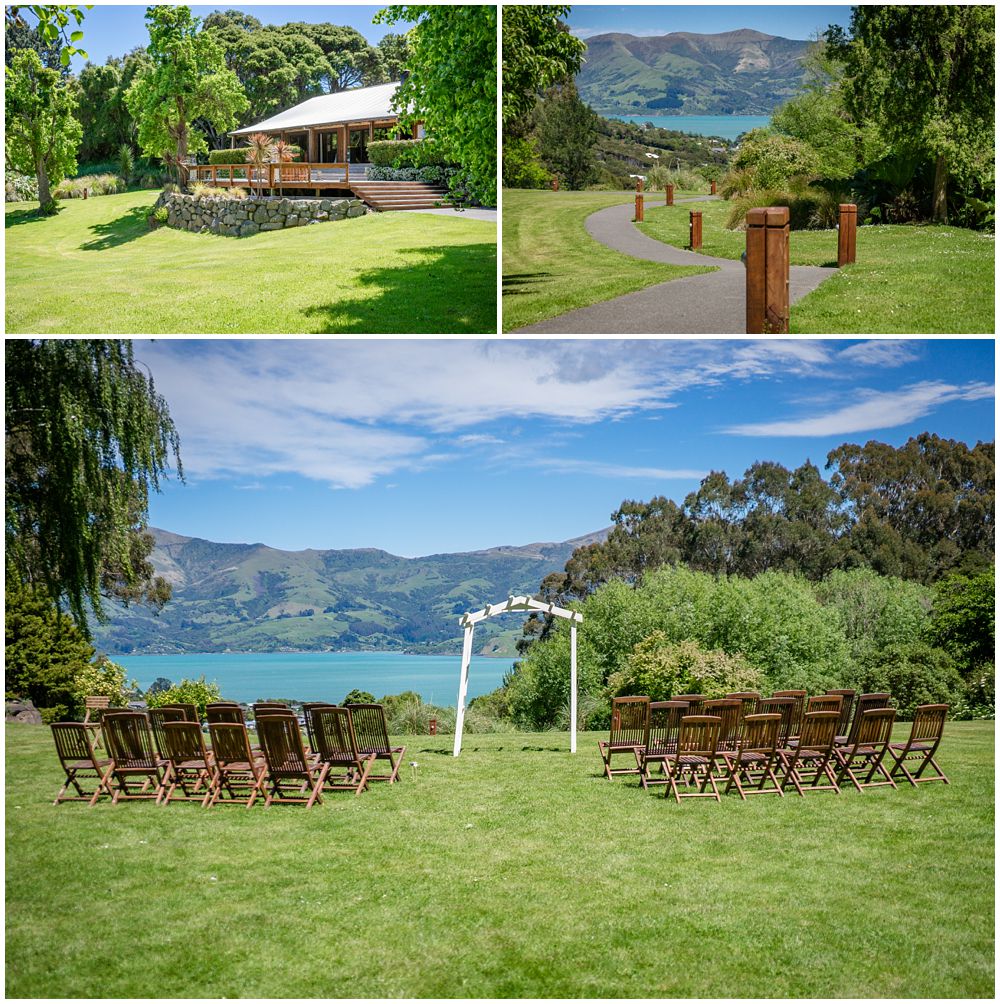 Photos of Mt Vernon Lodge Wedding Venue showing ceremony location and accommodation photo by Pip and Oz Wedding Photographers Christchurch