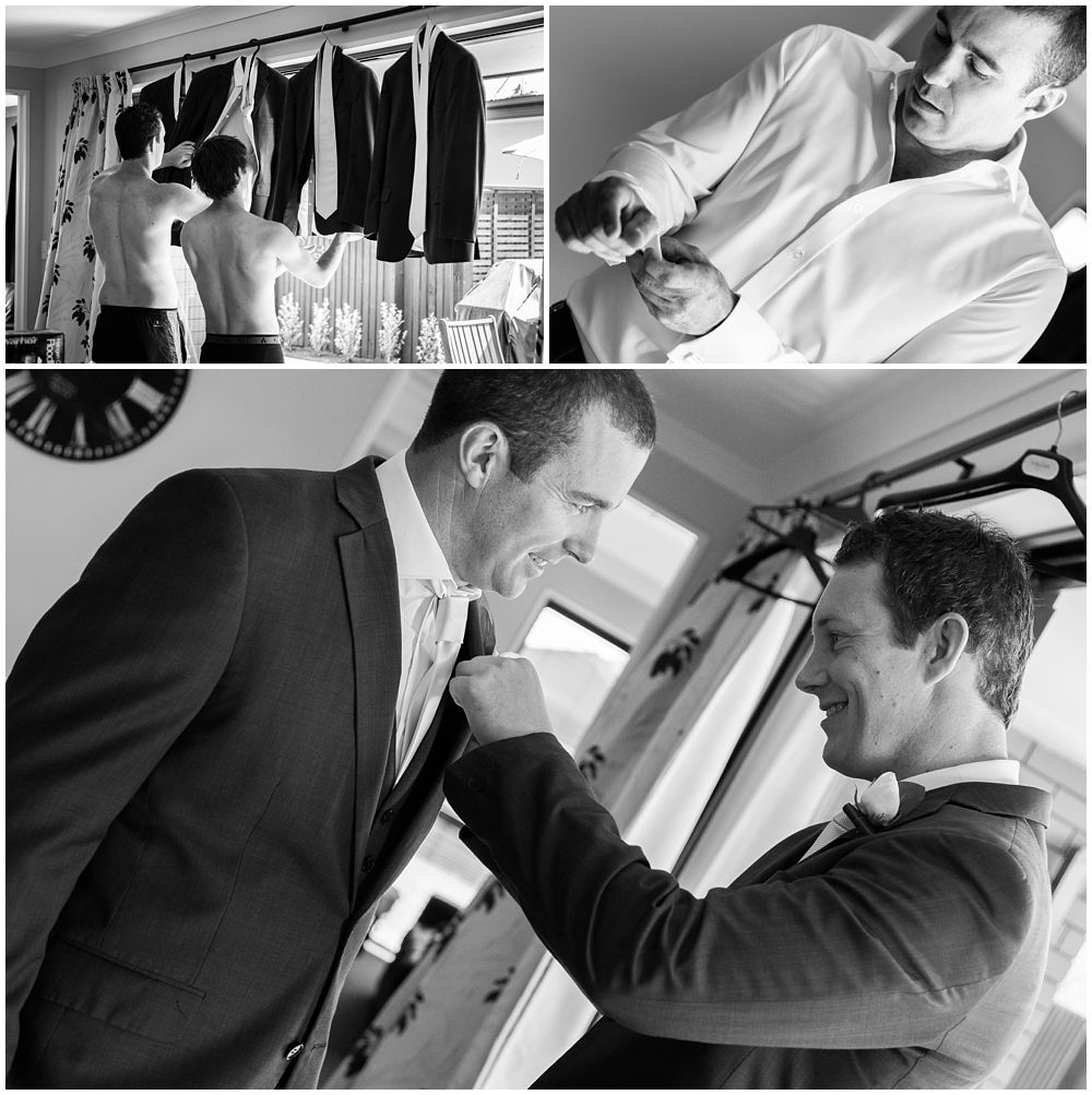 Boys getting ready at the groom's home in Sovereign Palms, Kaiapoi