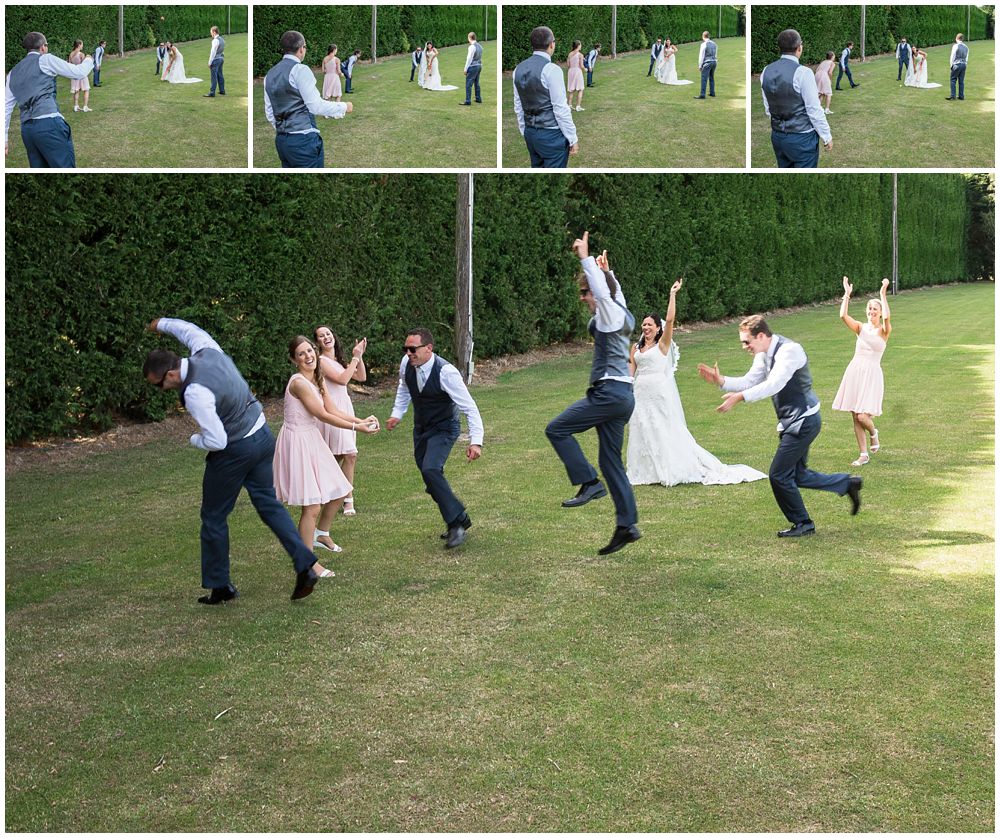 Rosemount Estate Wedding-Bridal party enjoying a game of cricket in Ohoka