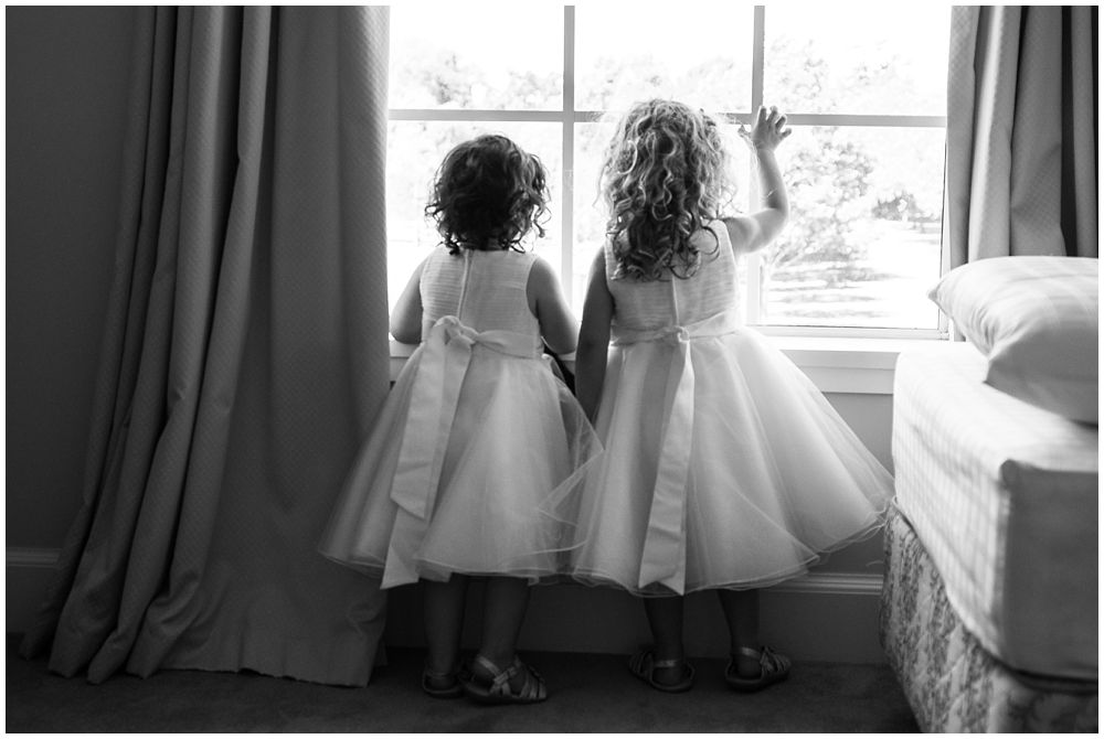 Rosemount Estate Wedding-2 Flower girls looking out the window