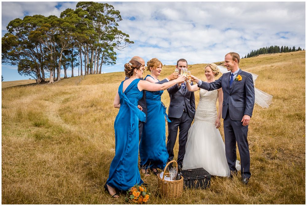 Tipapa Woolshep Wedding-Bridal party toast at the top of the hill top